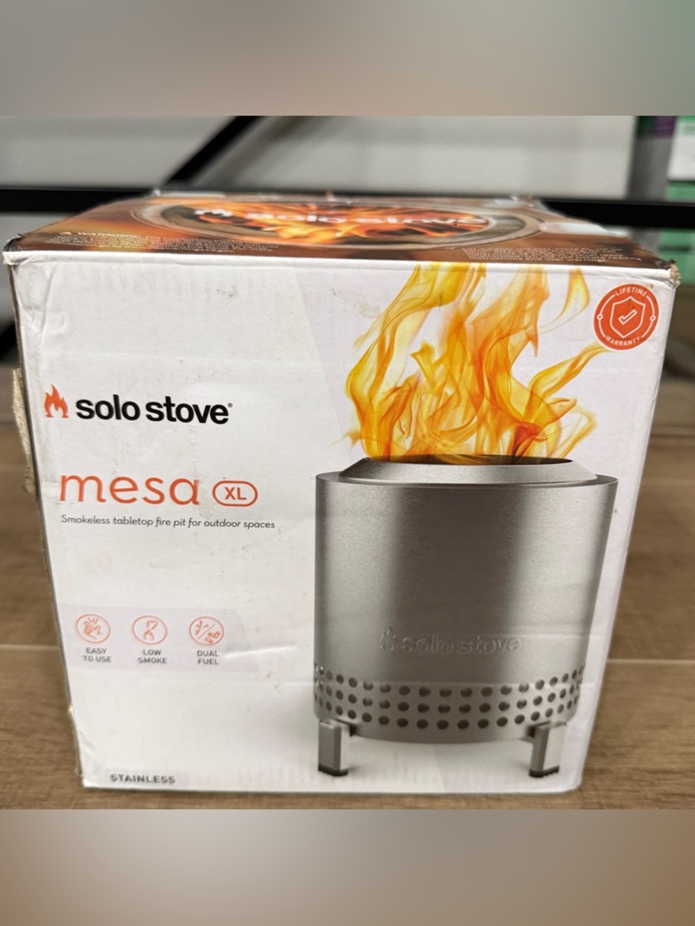 Solo Stove Mesa XL Stainless Steel Tabletop Fire Pit For Outdoor Spaces New